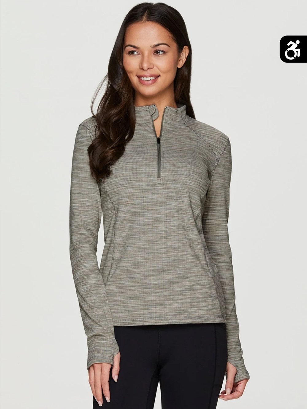 Avalanche Mock Neck Quarter-Zip Heathered Gorpcore Layering Pullover Size S